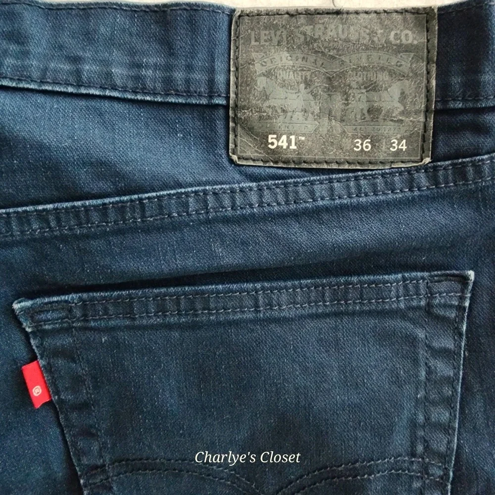 Levis Mens 541 Stretch Athletic Fit Dark Wash Red Tab‎ Jeans 36x34 (Fits 36x33)
